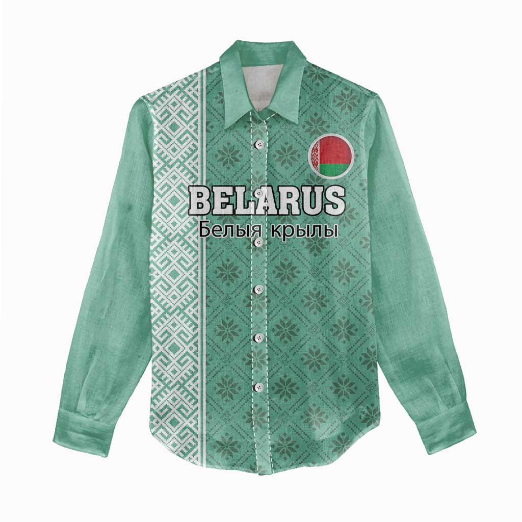 Custom Belarus Football Women Casual Shirt The White Wings Green Version