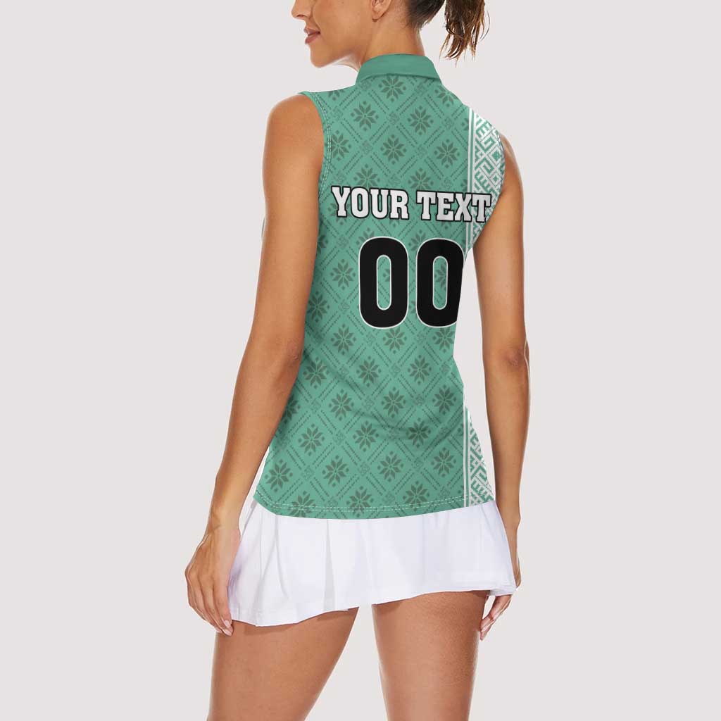 Custom Belarus Football Women Sleeveless Polo Shirt The White Wings Green Version
