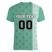 Custom Belarus Football Women V-Neck T-Shirt The White Wings Green Version