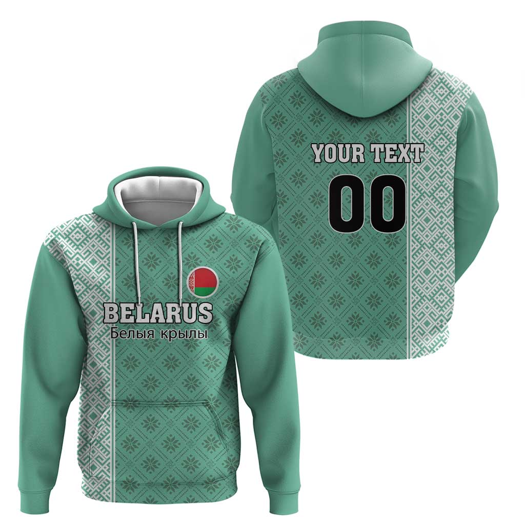 Custom Belarus Football Zip Hoodie The White Wings Green Version