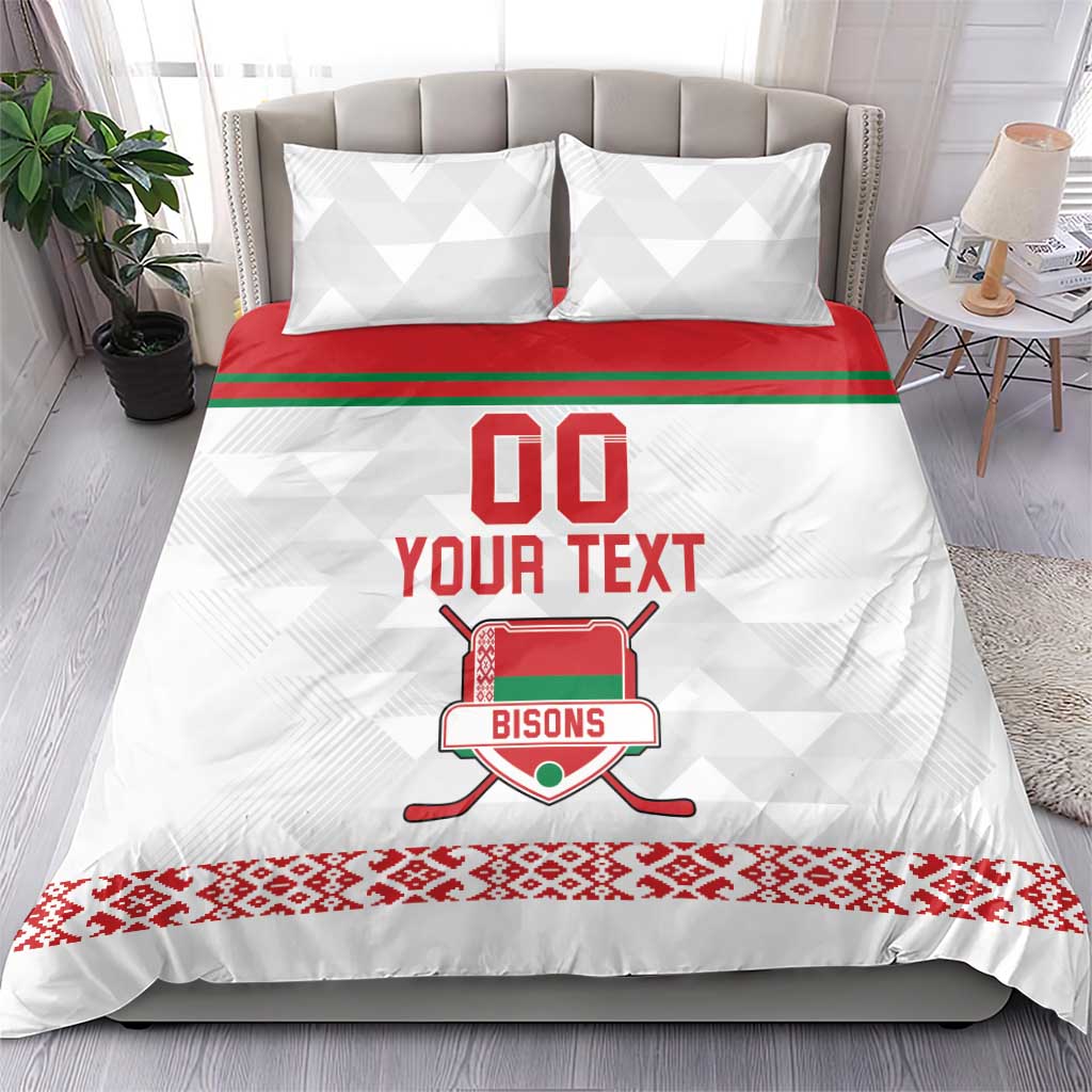 Custom Belarus Ice Hockey Bedding Set 2025 Go Bisons White Version