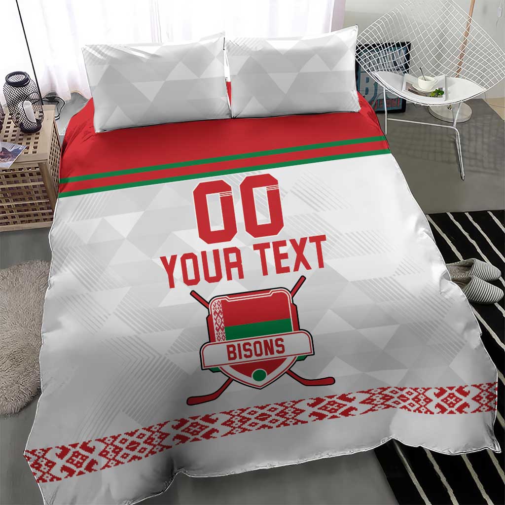 Custom Belarus Ice Hockey Bedding Set 2025 Go Bisons White Version