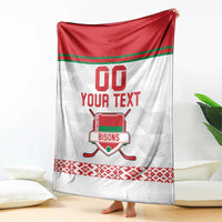 Custom Belarus Ice Hockey Blanket 2025 Go Bisons White Version