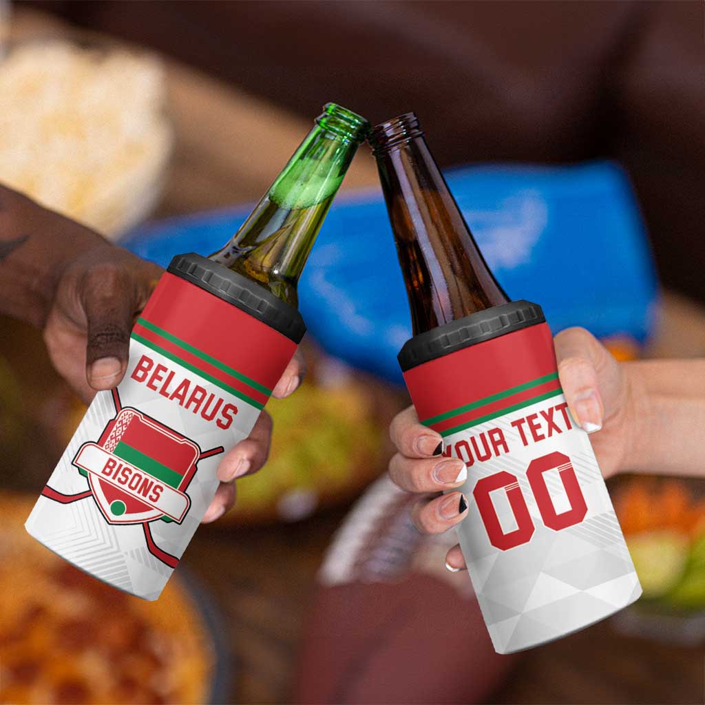 Custom Belarus Ice Hockey 4 in 1 Can Cooler Tumbler 2025 Go Bisons White Version