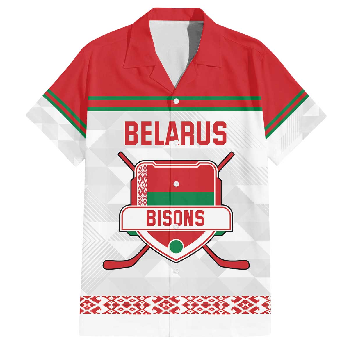 Custom Belarus Ice Hockey Family Matching Off The Shoulder Long Sleeve Dress and Hawaiian Shirt 2025 Go Bisons White Version