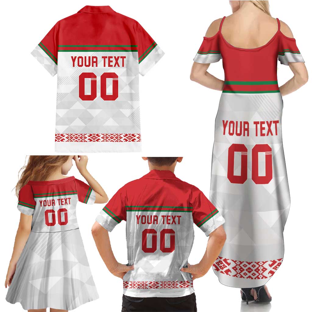 Custom Belarus Ice Hockey Family Matching Summer Maxi Dress and Hawaiian Shirt 2025 Go Bisons White Version