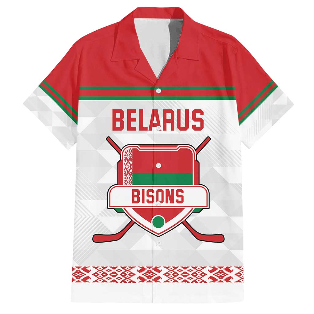 Custom Belarus Ice Hockey Family Matching Summer Maxi Dress and Hawaiian Shirt 2025 Go Bisons White Version
