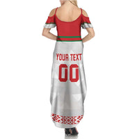 Custom Belarus Ice Hockey Family Matching Summer Maxi Dress and Hawaiian Shirt 2025 Go Bisons White Version