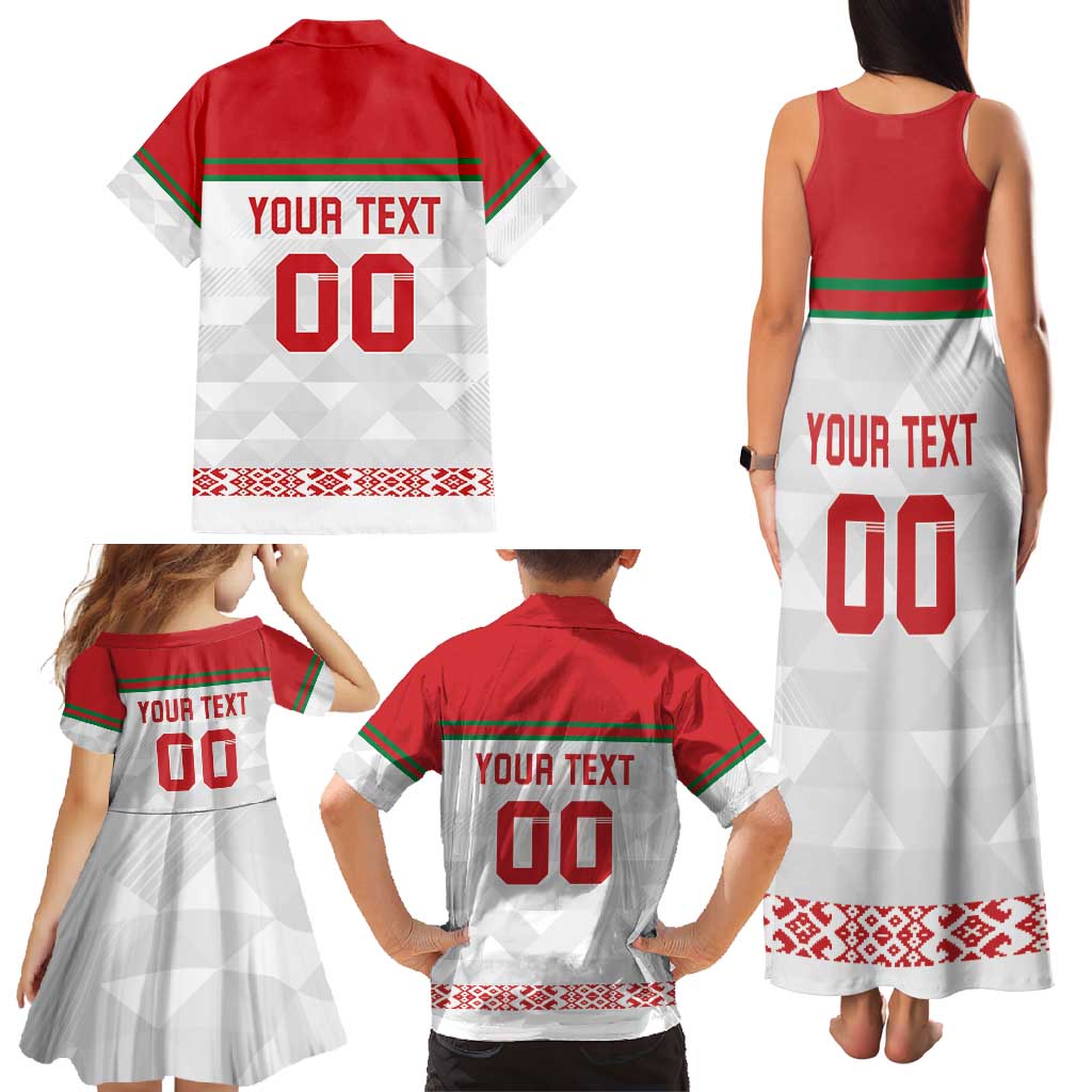 Custom Belarus Ice Hockey Family Matching Tank Maxi Dress and Hawaiian Shirt 2025 Go Bisons White Version