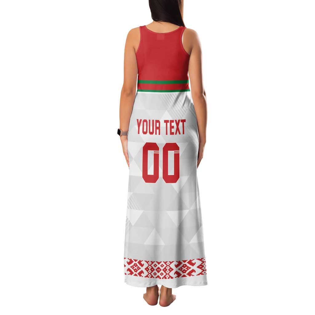Custom Belarus Ice Hockey Family Matching Tank Maxi Dress and Hawaiian Shirt 2025 Go Bisons White Version