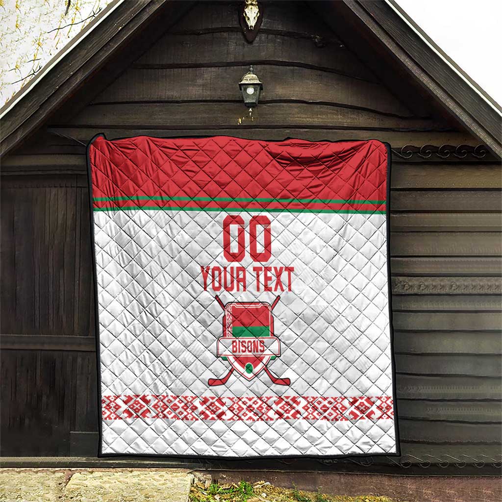Custom Belarus Ice Hockey Quilt 2025 Go Bisons White Version
