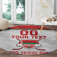 Custom Belarus Ice Hockey Round Carpet 2025 Go Bisons White Version