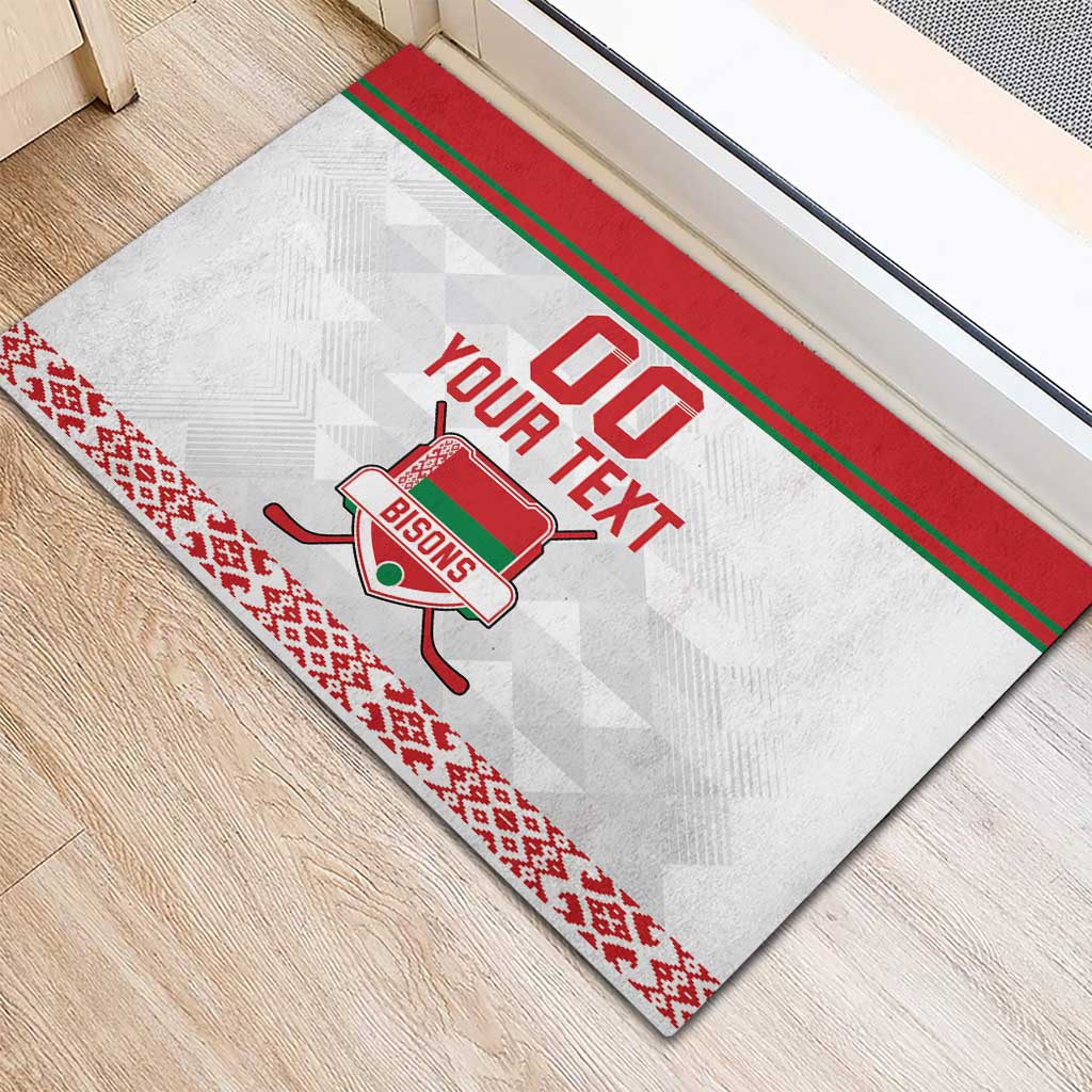 Custom Belarus Ice Hockey Rubber Doormat 2025 Go Bisons White Version