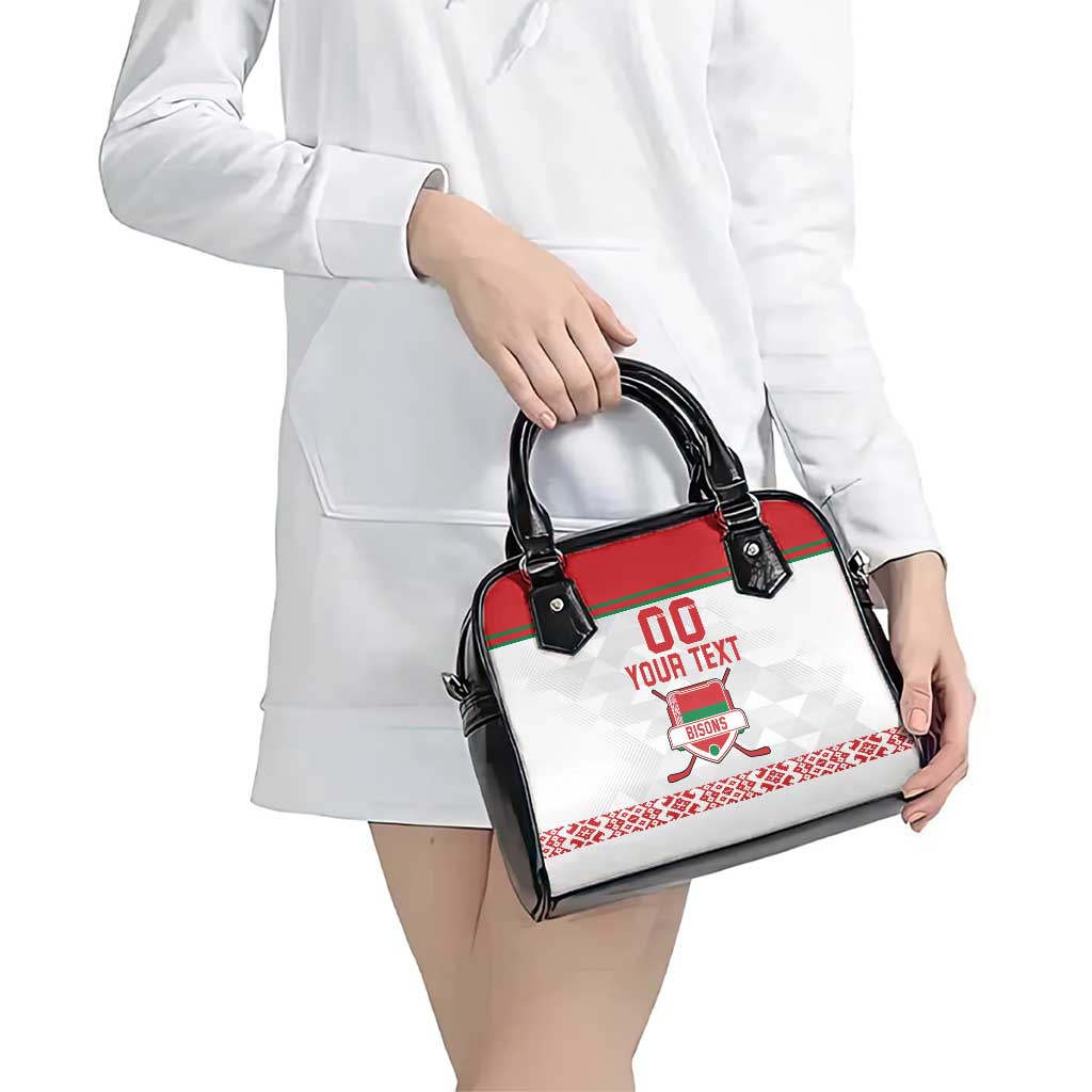 Custom Belarus Ice Hockey Shoulder Handbag 2025 Go Bisons White Version