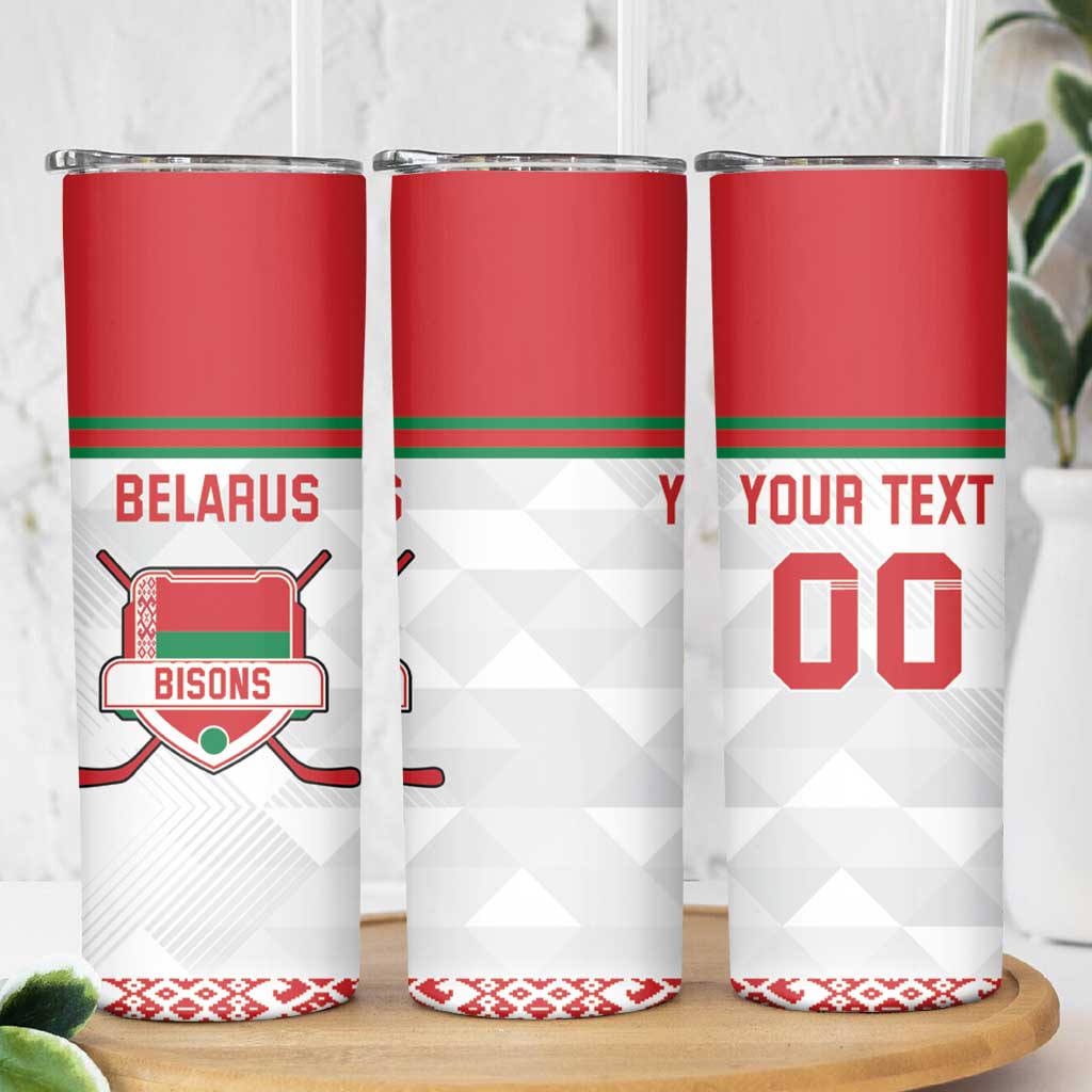 Custom Belarus Ice Hockey Skinny Tumbler 2025 Go Bisons White Version