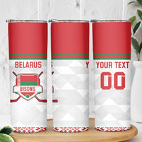 Custom Belarus Ice Hockey Skinny Tumbler 2025 Go Bisons White Version