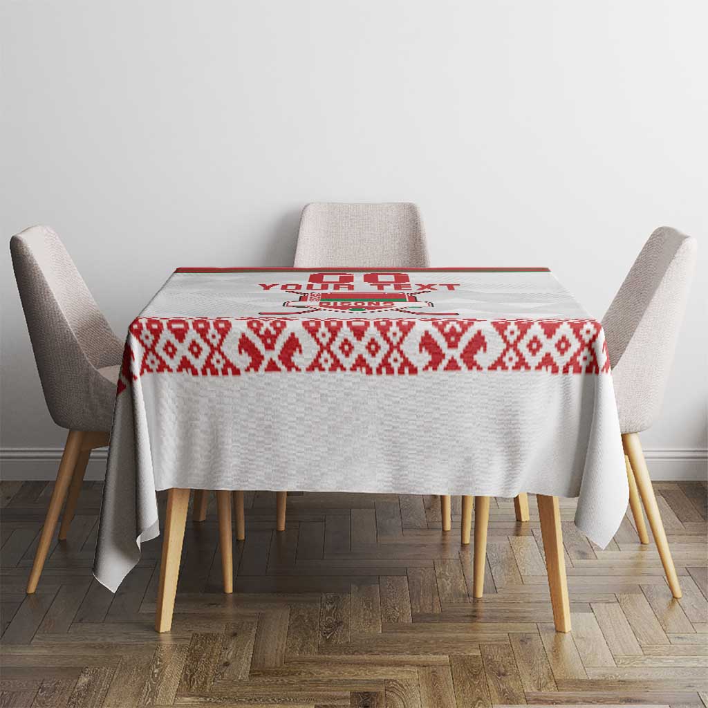 Custom Belarus Ice Hockey Tablecloth 2025 Go Bisons White Version