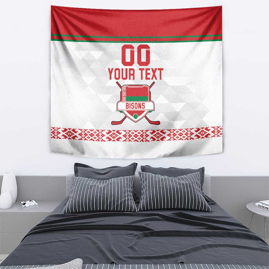 Custom Belarus Ice Hockey Tapestry 2025 Go Bisons White Version
