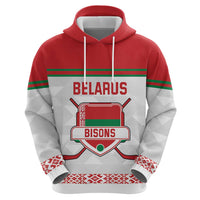Custom Belarus Ice Hockey Zip Hoodie 2025 Go Bisons White Version