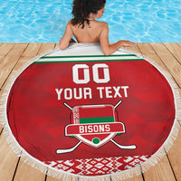 Custom Belarus Ice Hockey Beach Blanket 2025 Go Bisons Red Version