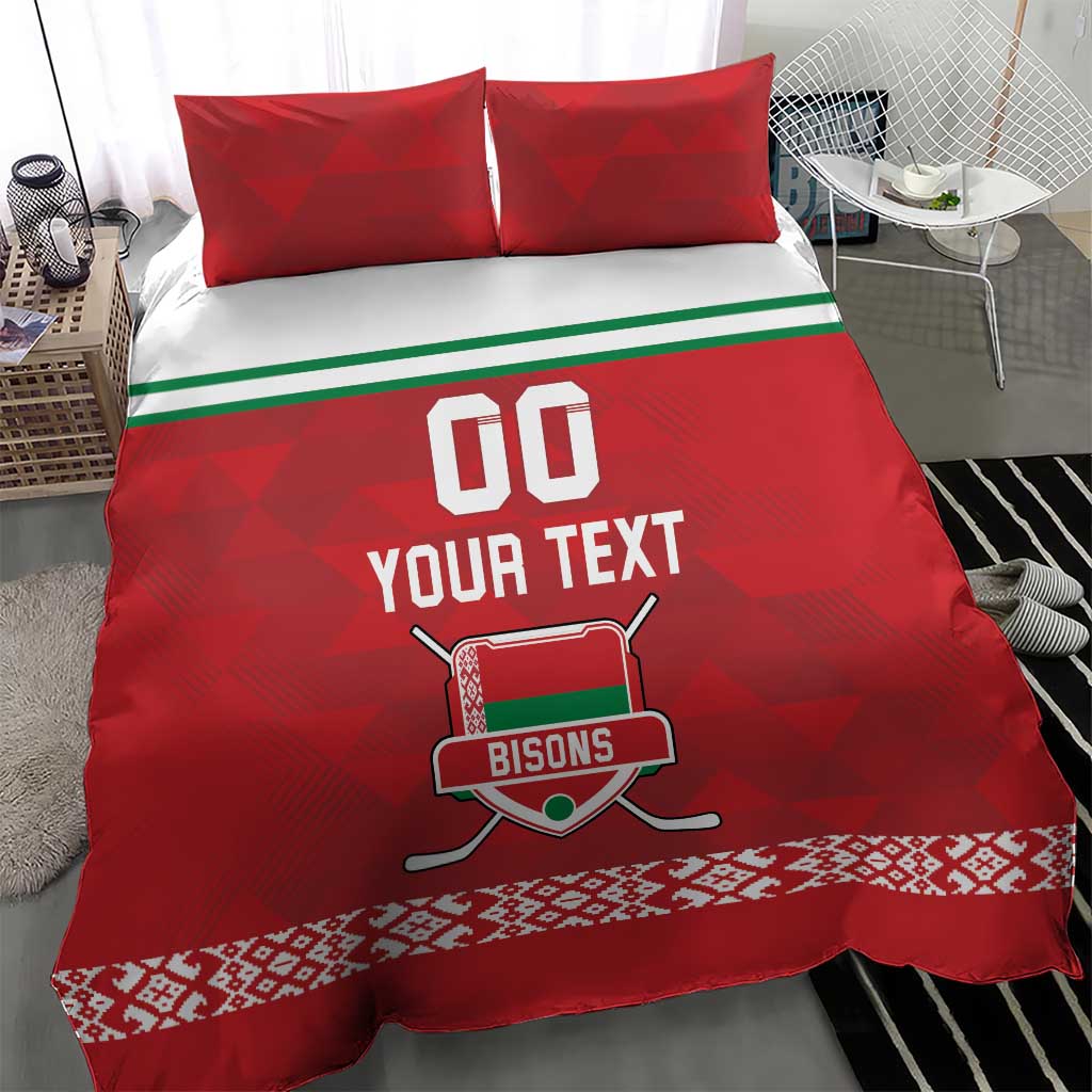 Custom Belarus Ice Hockey Bedding Set 2025 Go Bisons Red Version