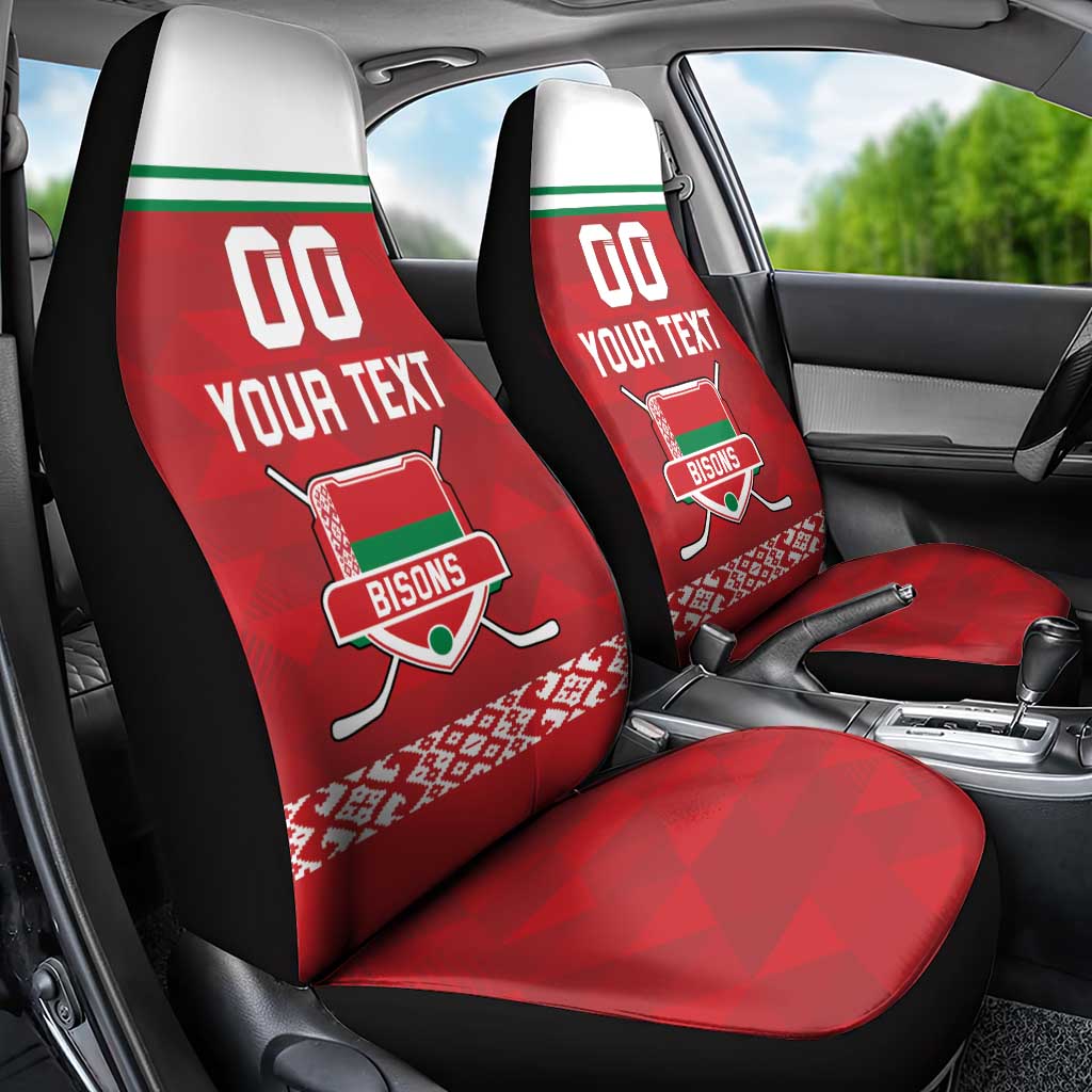Custom Belarus Ice Hockey Car Seat Cover 2025 Go Bisons Red Version