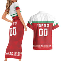 Custom Belarus Ice Hockey Couples Matching Short Sleeve Bodycon Dress and Hawaiian Shirt 2025 Go Bisons Red Version
