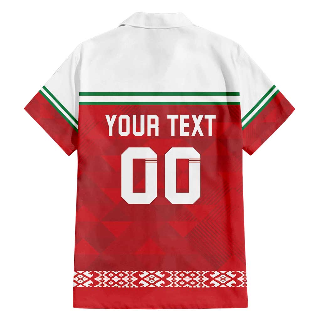 Custom Belarus Ice Hockey Family Matching Off Shoulder Short Dress and Hawaiian Shirt 2025 Go Bisons Red Version