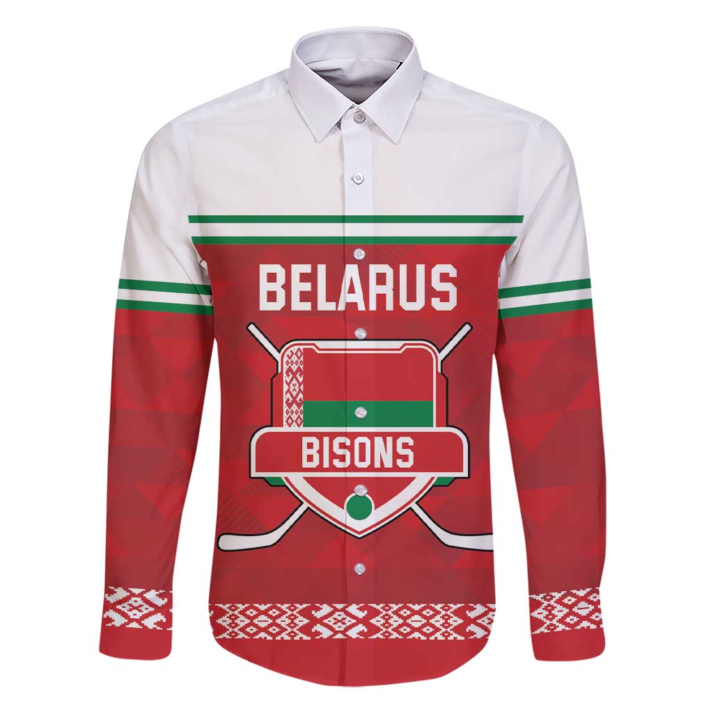 Custom Belarus Ice Hockey Family Matching Short Sleeve Bodycon Dress and Hawaiian Shirt 2025 Go Bisons Red Version
