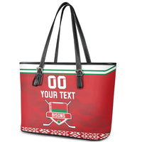 Custom Belarus Ice Hockey Leather Tote Bag 2025 Go Bisons Red Version
