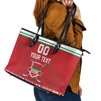 Custom Belarus Ice Hockey Leather Tote Bag 2025 Go Bisons Red Version