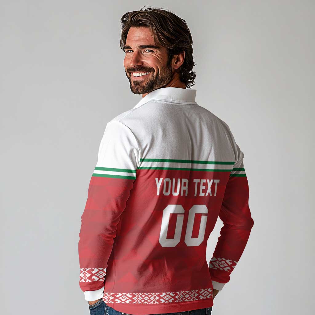 Custom Belarus Ice Hockey Long Sleeve Polo Shirt 2025 Go Bisons Red Version