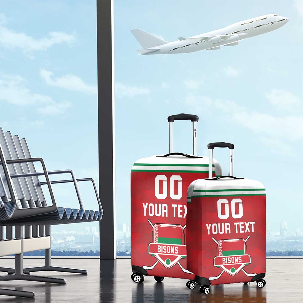 Custom Belarus Ice Hockey Luggage Cover 2025 Go Bisons Red Version