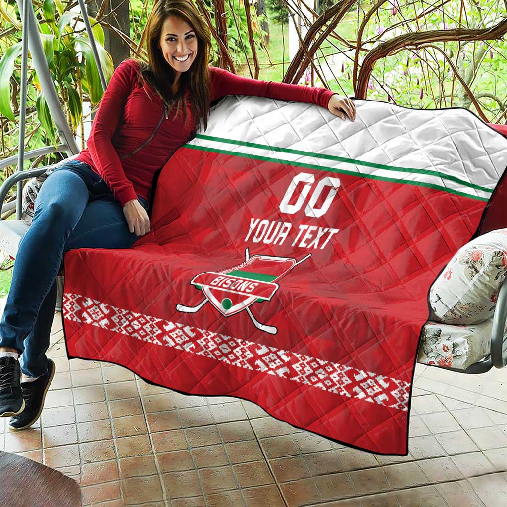 Custom Belarus Ice Hockey Quilt 2025 Go Bisons Red Version