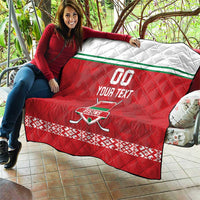 Custom Belarus Ice Hockey Quilt 2025 Go Bisons Red Version