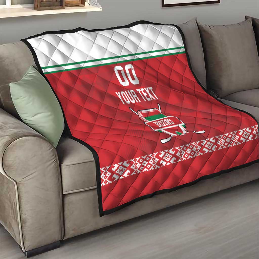 Custom Belarus Ice Hockey Quilt 2025 Go Bisons Red Version
