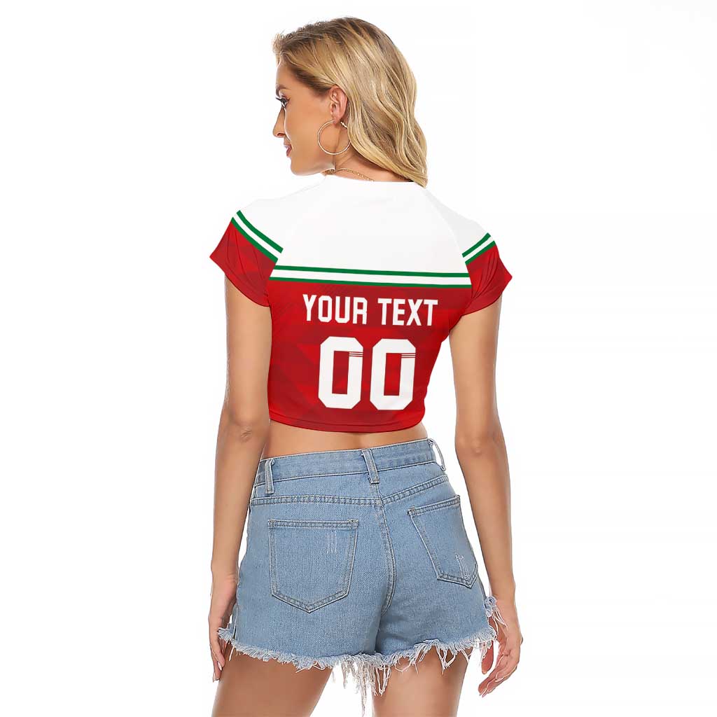 Custom Belarus Ice Hockey Raglan Cropped T Shirt 2025 Go Bisons Red Version