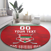 Custom Belarus Ice Hockey Round Carpet 2025 Go Bisons Red Version