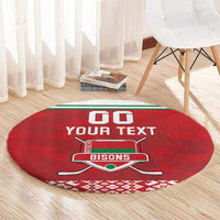 Custom Belarus Ice Hockey Round Carpet 2025 Go Bisons Red Version