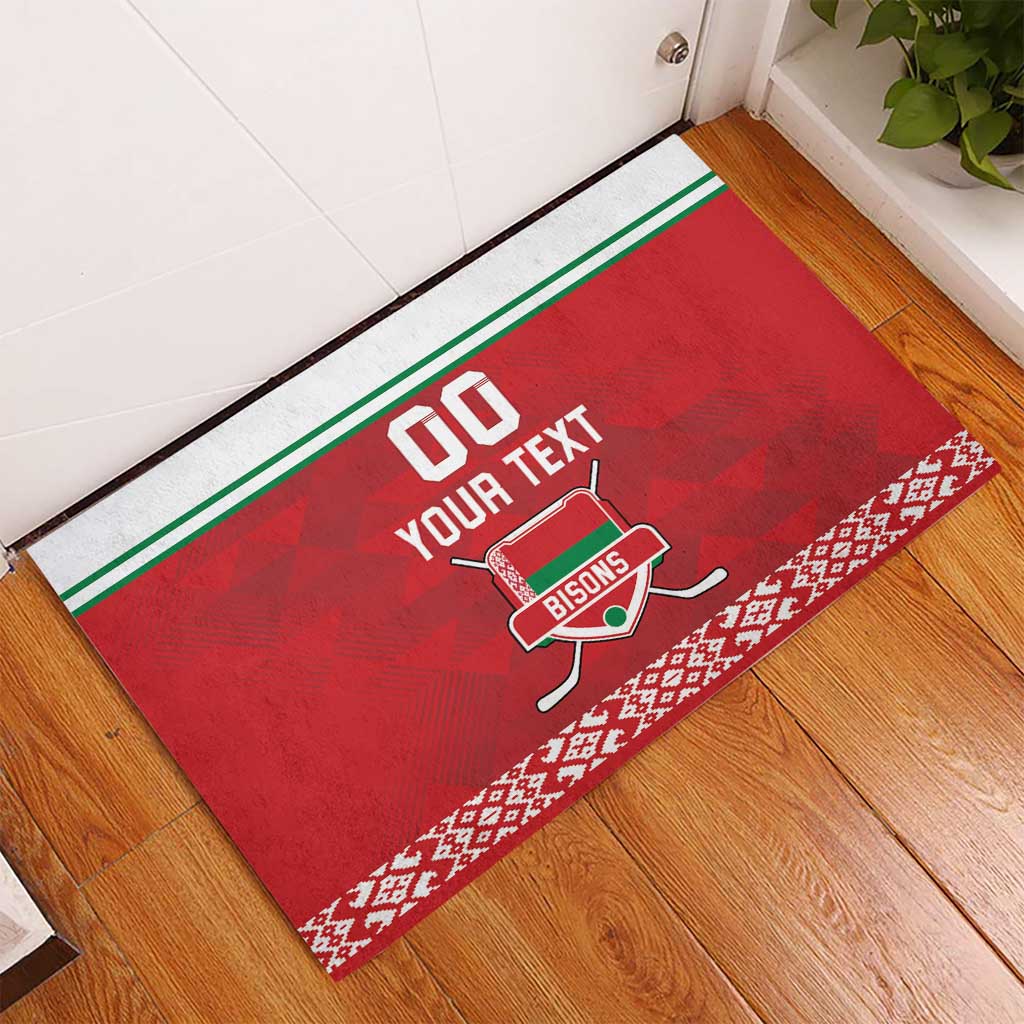 Custom Belarus Ice Hockey Rubber Doormat 2025 Go Bisons Red Version