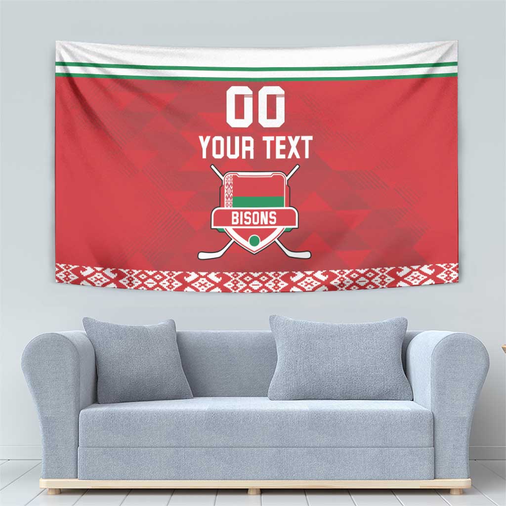 Custom Belarus Ice Hockey Tapestry 2025 Go Bisons Red Version