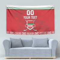 Custom Belarus Ice Hockey Tapestry 2025 Go Bisons Red Version