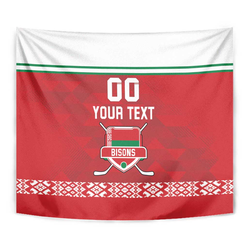 Custom Belarus Ice Hockey Tapestry 2025 Go Bisons Red Version