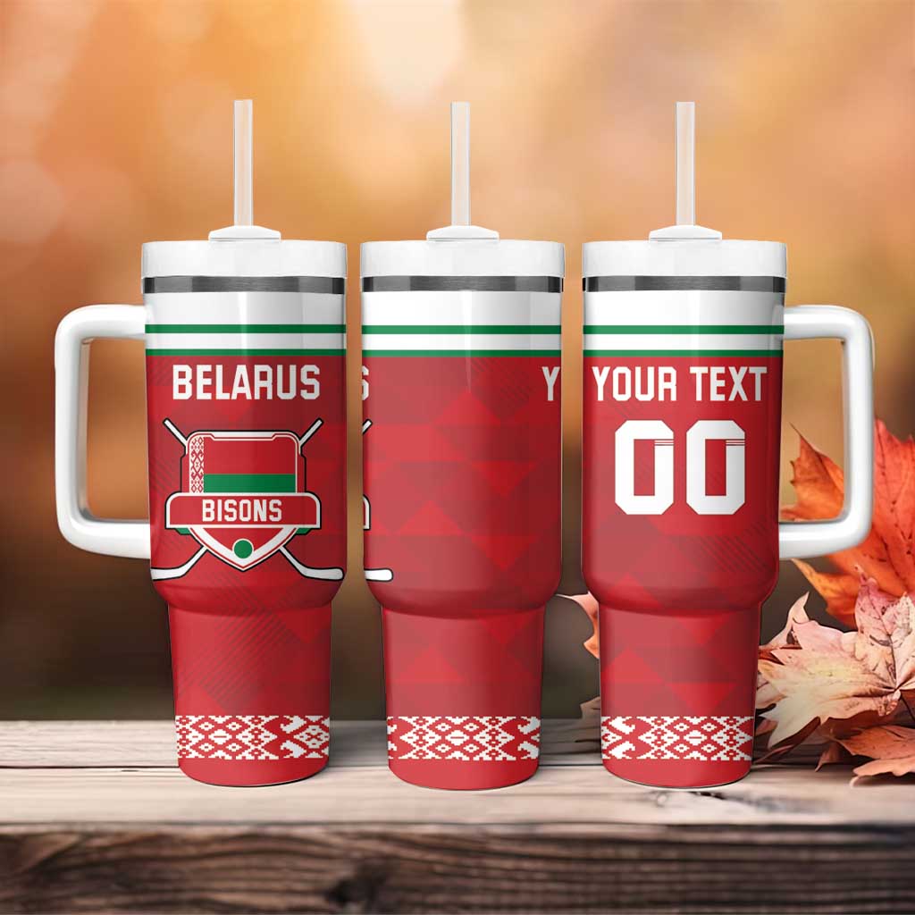 Custom Belarus Ice Hockey Tumbler With Handle 2025 Go Bisons Red Version