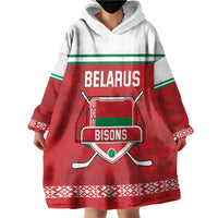 Custom Belarus Ice Hockey Wearable Blanket Hoodie 2025 Go Bisons Red Version