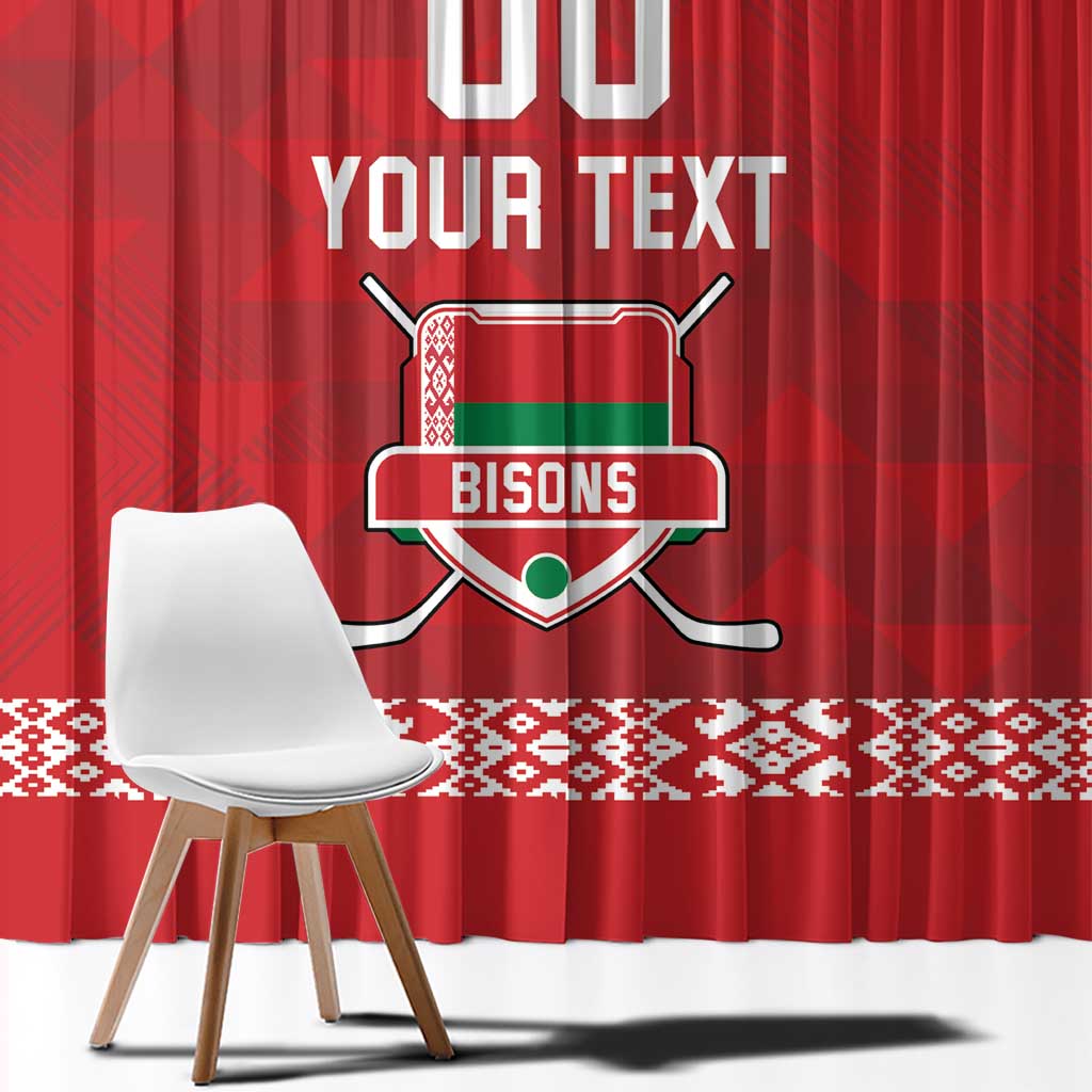 Custom Belarus Ice Hockey Window Curtain 2025 Go Bisons Red Version