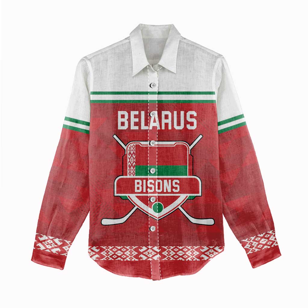 Custom Belarus Ice Hockey Women Casual Shirt 2025 Go Bisons Red Version