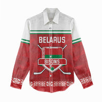 Custom Belarus Ice Hockey Women Casual Shirt 2025 Go Bisons Red Version