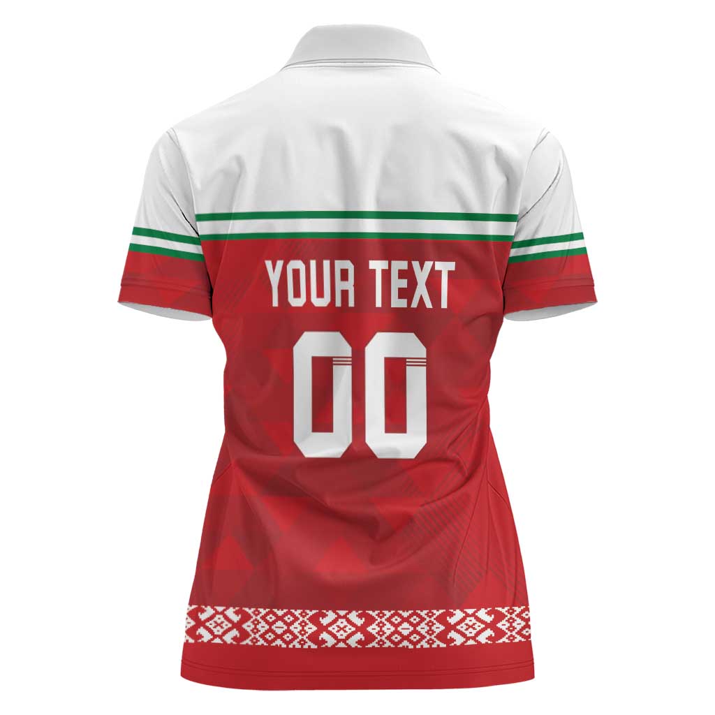 Custom Belarus Ice Hockey Women Polo Shirt 2025 Go Bisons Red Version