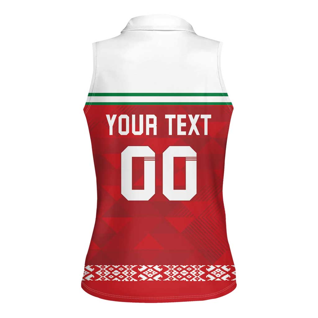 Custom Belarus Ice Hockey Women Sleeveless Polo Shirt 2025 Go Bisons Red Version